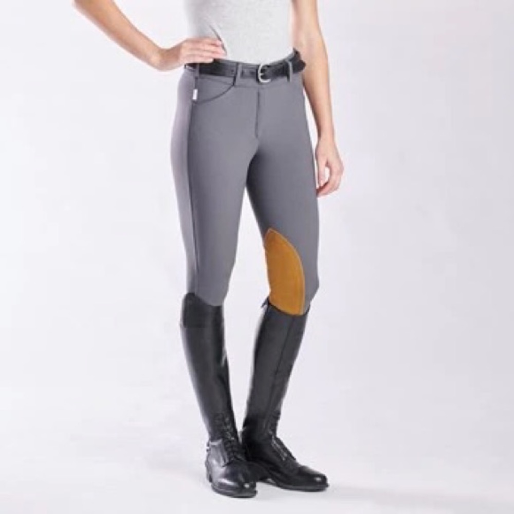 Tailored Sportsman 28 mid-rise front zip. Sock bottom. Graphite.